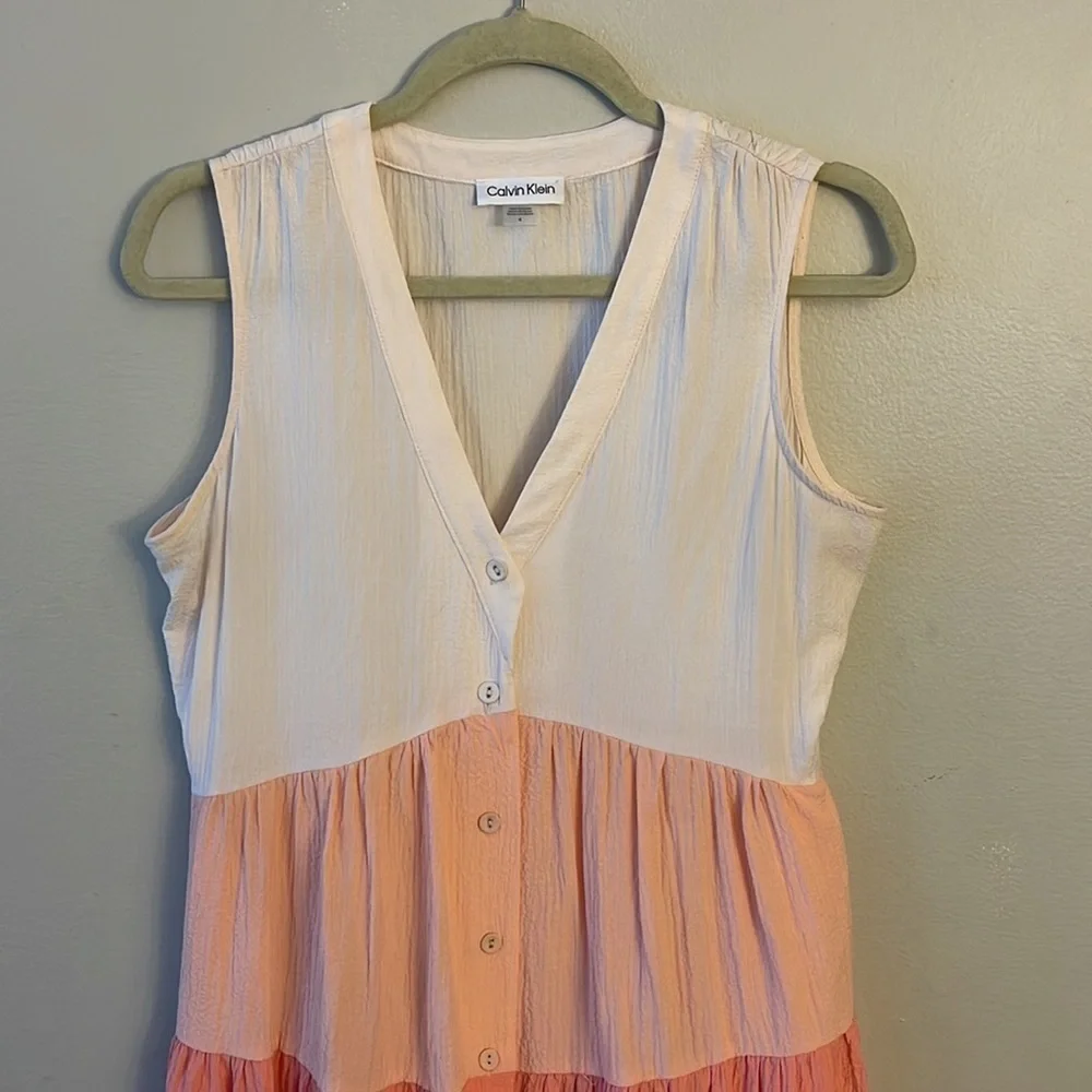 Calvin Klein Dress Rayon Ombre Orange Coral size 4 - Picture 3 of 7